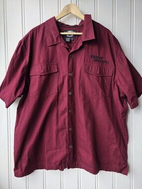 Harley Davidson Embroidered Button Down Shirt Short Sleeve Biker Skull Mens 3XL